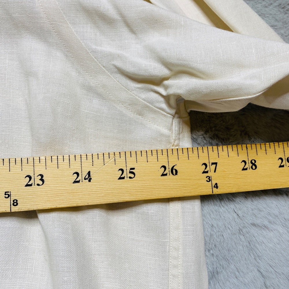 Atlantique Shirt Mens XL Linen Button Up Long Sleeve Pocket Coastal Ivory - Picture 6 of 9